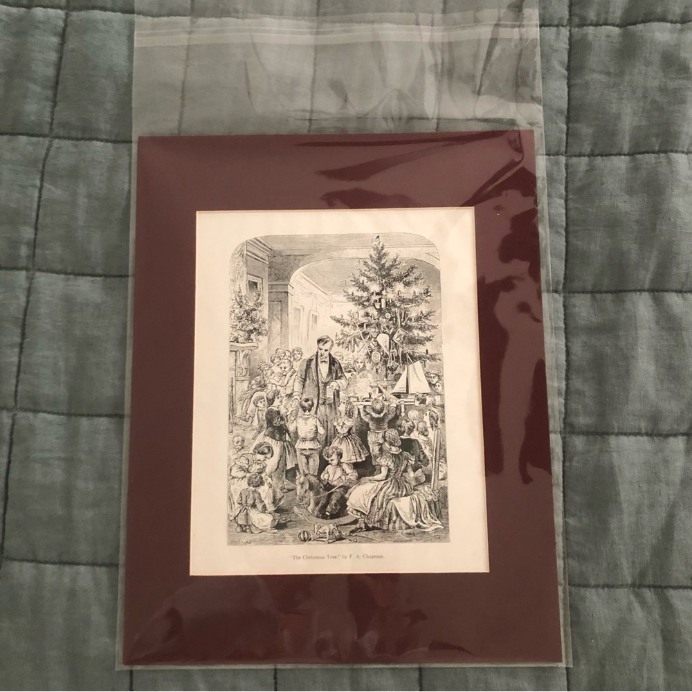 “The Christmas Tree” Fine Art Etching By F.A. Chapman  1800’s - Picture 3 of 6